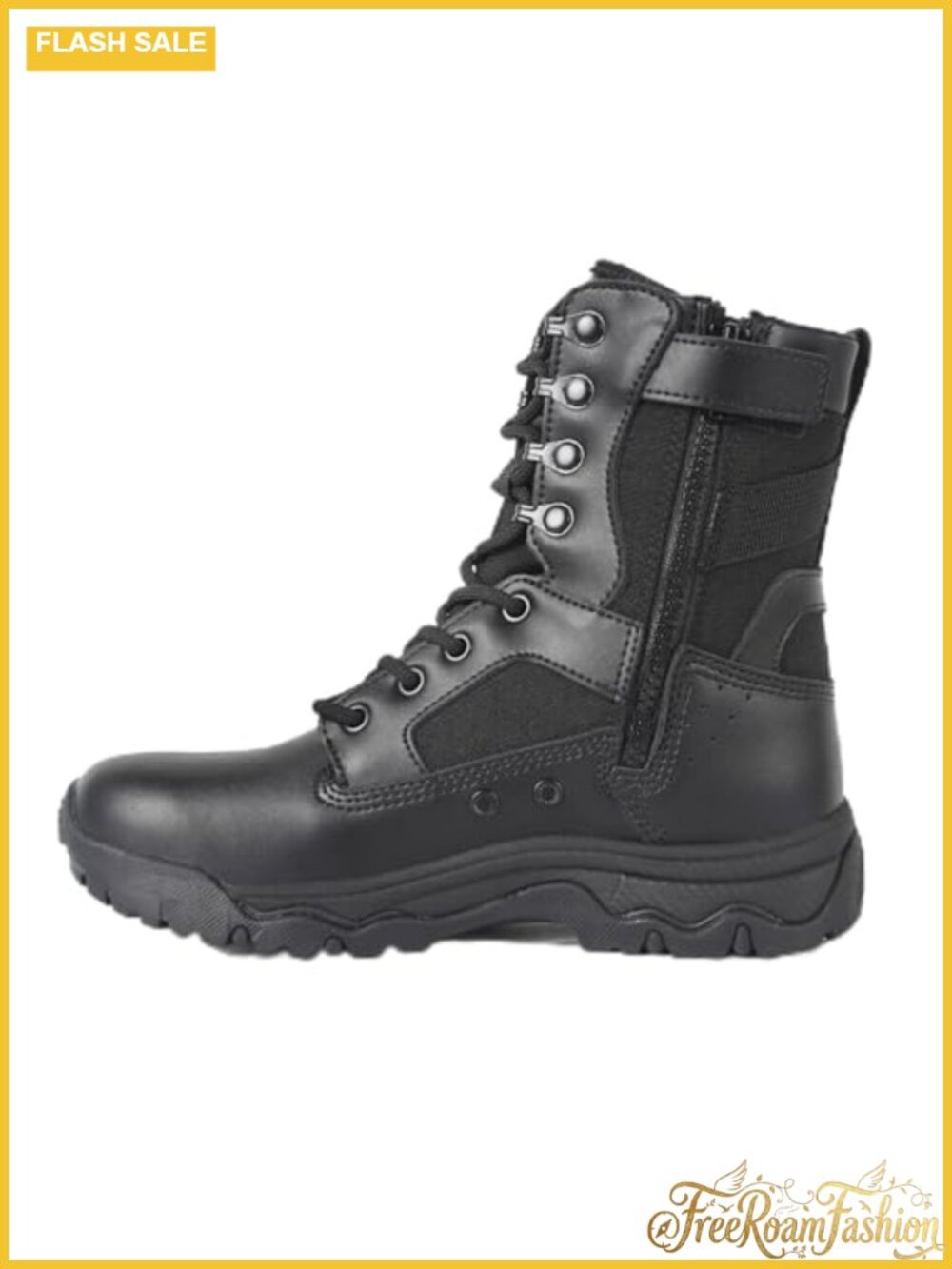 Women's Tactical Combat Motorcycle Boots 8-Inch Side Zip Lightweight